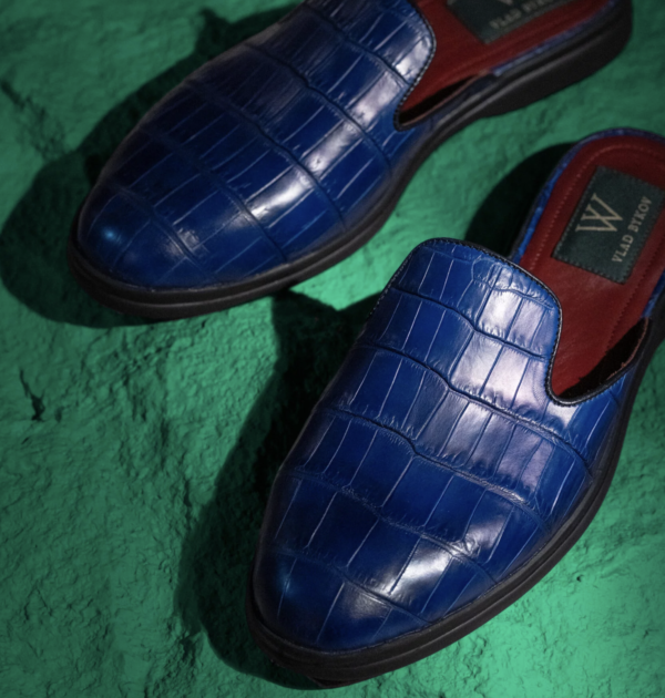 Blue Crocodile Skin Mules - Image 2
